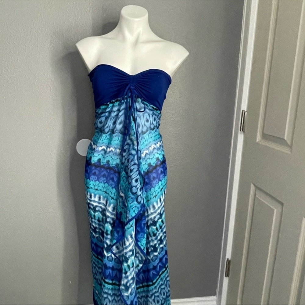 Raviya Strapless Ocean Blue Maxi Dress